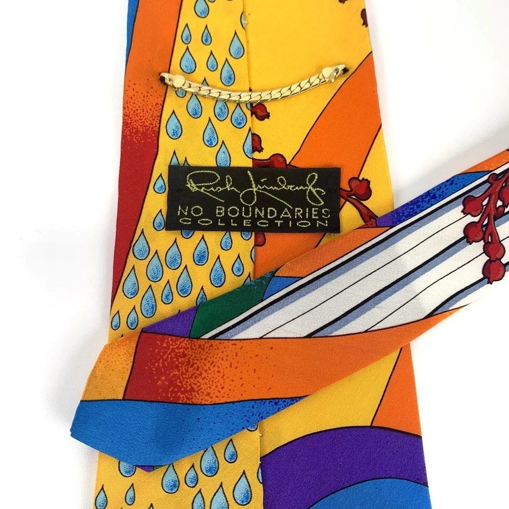 Vintage Rush Limbaugh No Boundaries Mens Tie Multicolor Column Design 100%‎ Silk